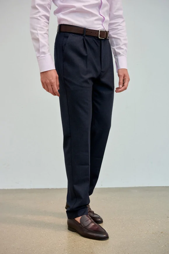 Achat Pantalon NEW YORK Bleu Marine Micro-Carreaux