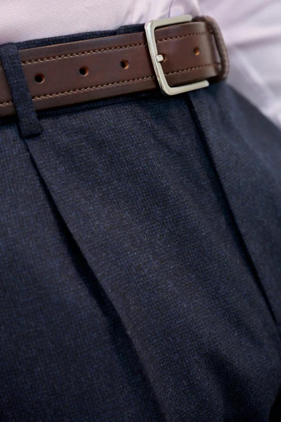 Achat Pantalon NEW YORK Bleu Marine Micro-Carreaux