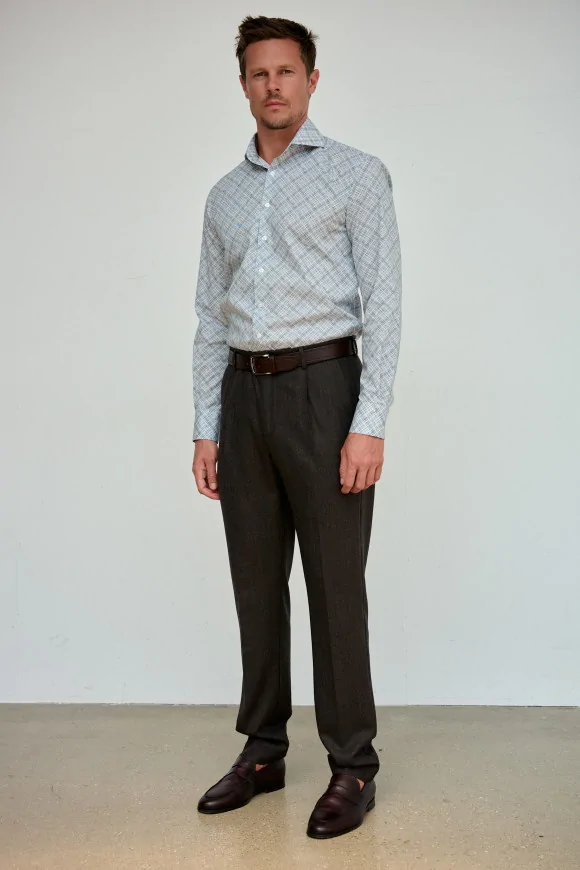 Achat Pantalon NEW YORK Marron Micro-Carreaux