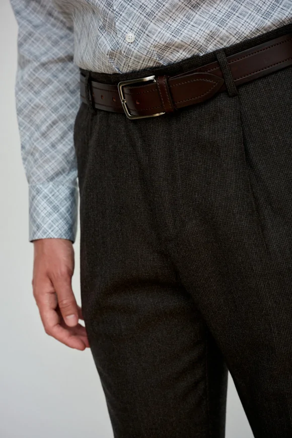 Achat Pantalon NEW YORK Marron Micro-Carreaux