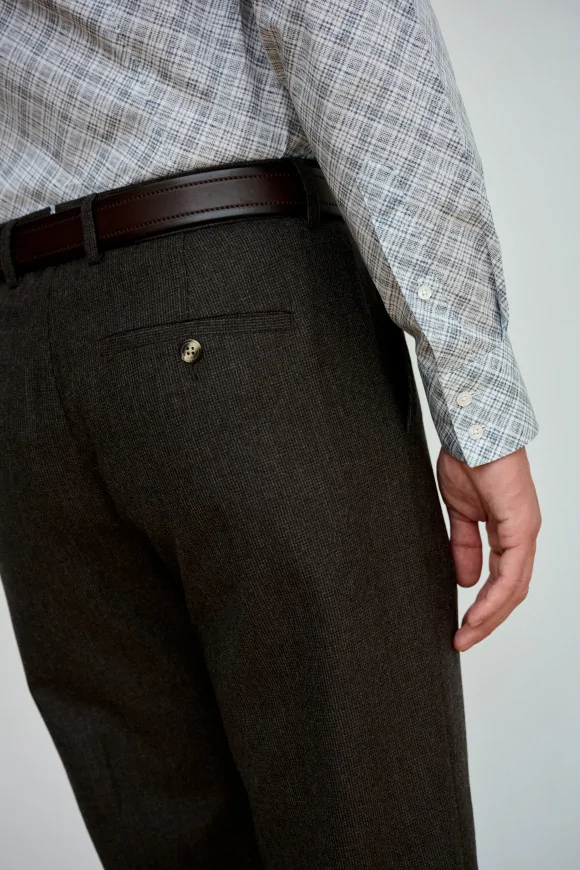 Achat Pantalon NEW YORK Marron Micro-Carreaux